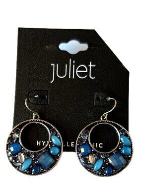 NWT Juliet Blue Jeweled Silver Toned Earrings